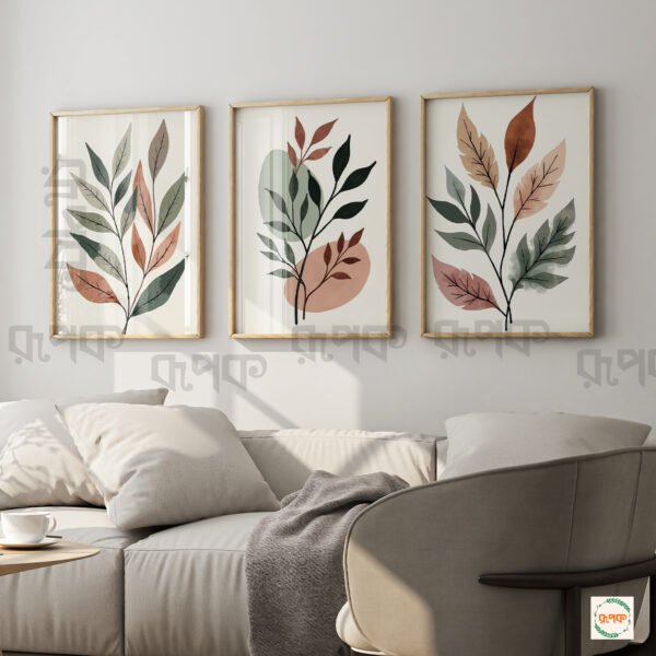Elegant Boho Wall Art with Leaf Motifs