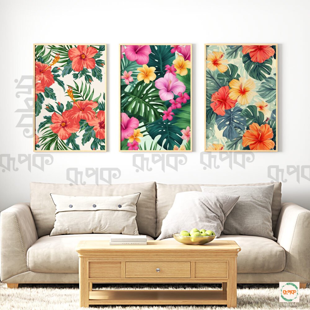 Colorful Tropical Floral Frame Set – Perfect Wall Art for Your Home