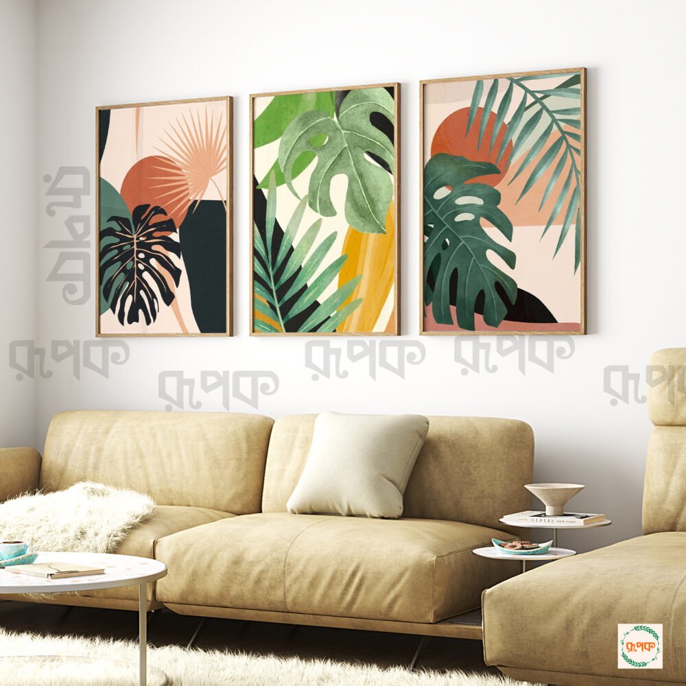 Green Monstera Set Room Decor