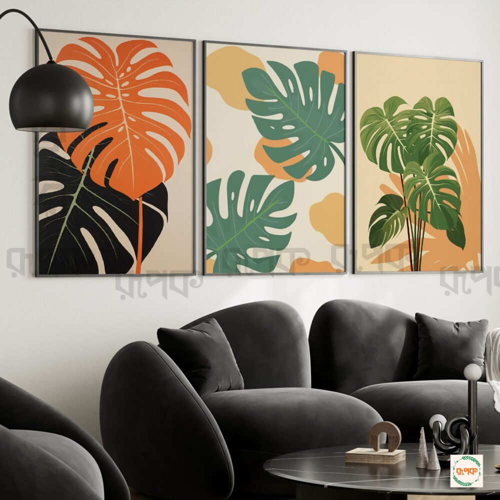 Orange Style Monstera Wall Art