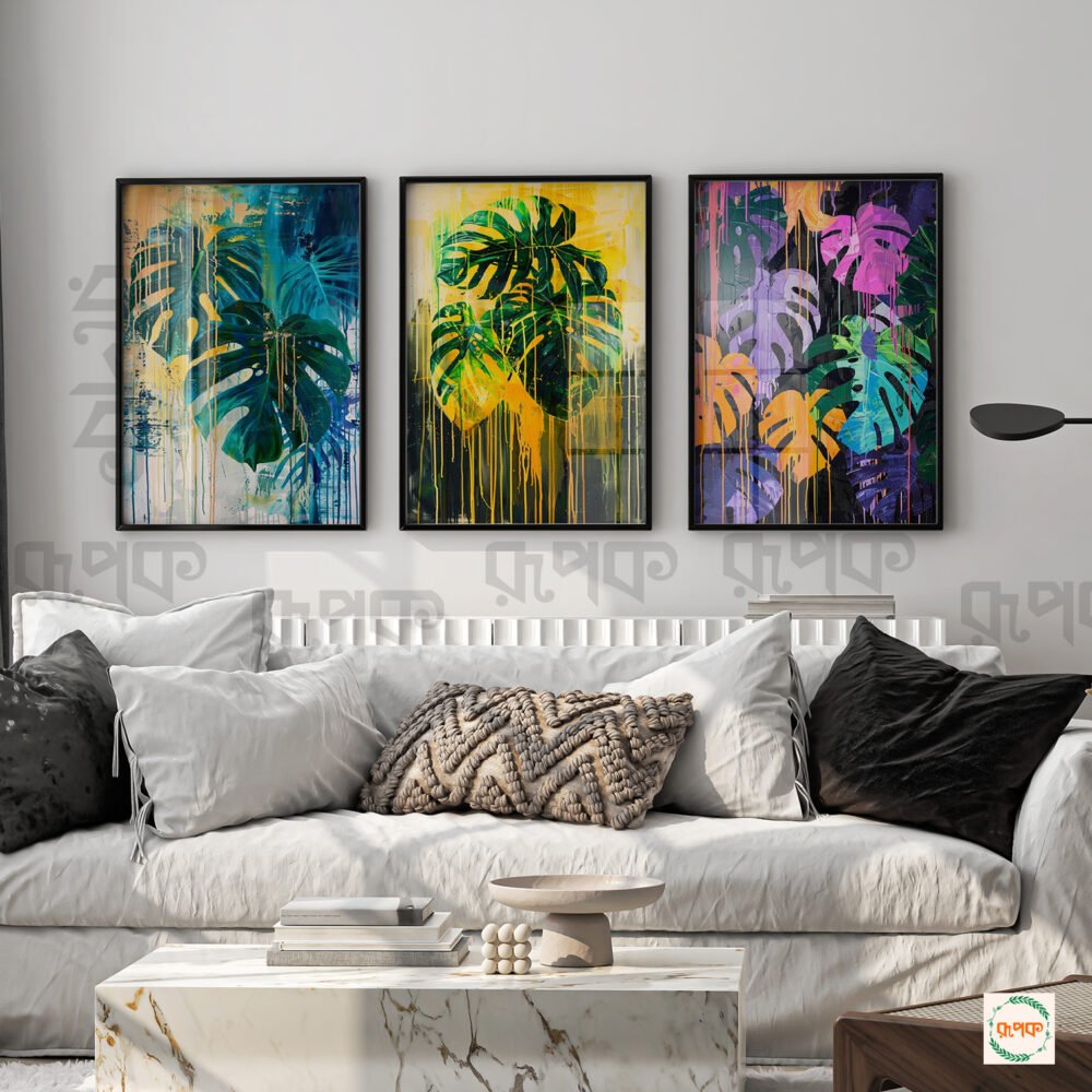 Green Monstera Poster Trio