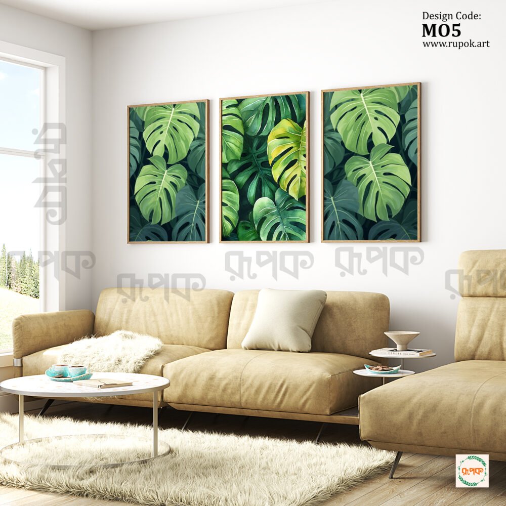 Scandinavian Green Monstera Wall Posters