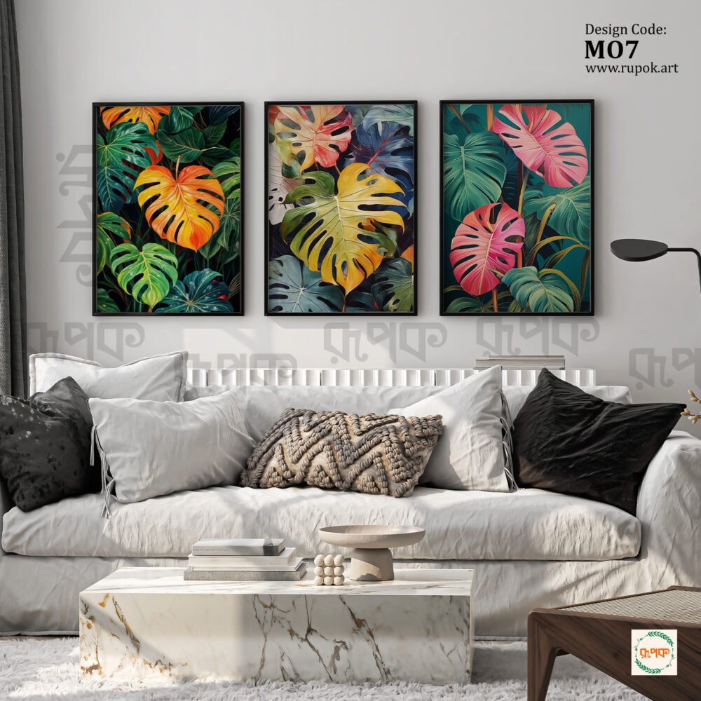 Tropical Plant Wall Frames – Colorful Monstera Set