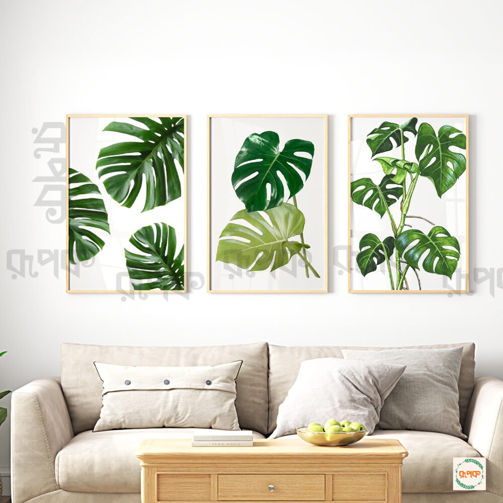 Green Monstera Set for Contemporary Room Decor