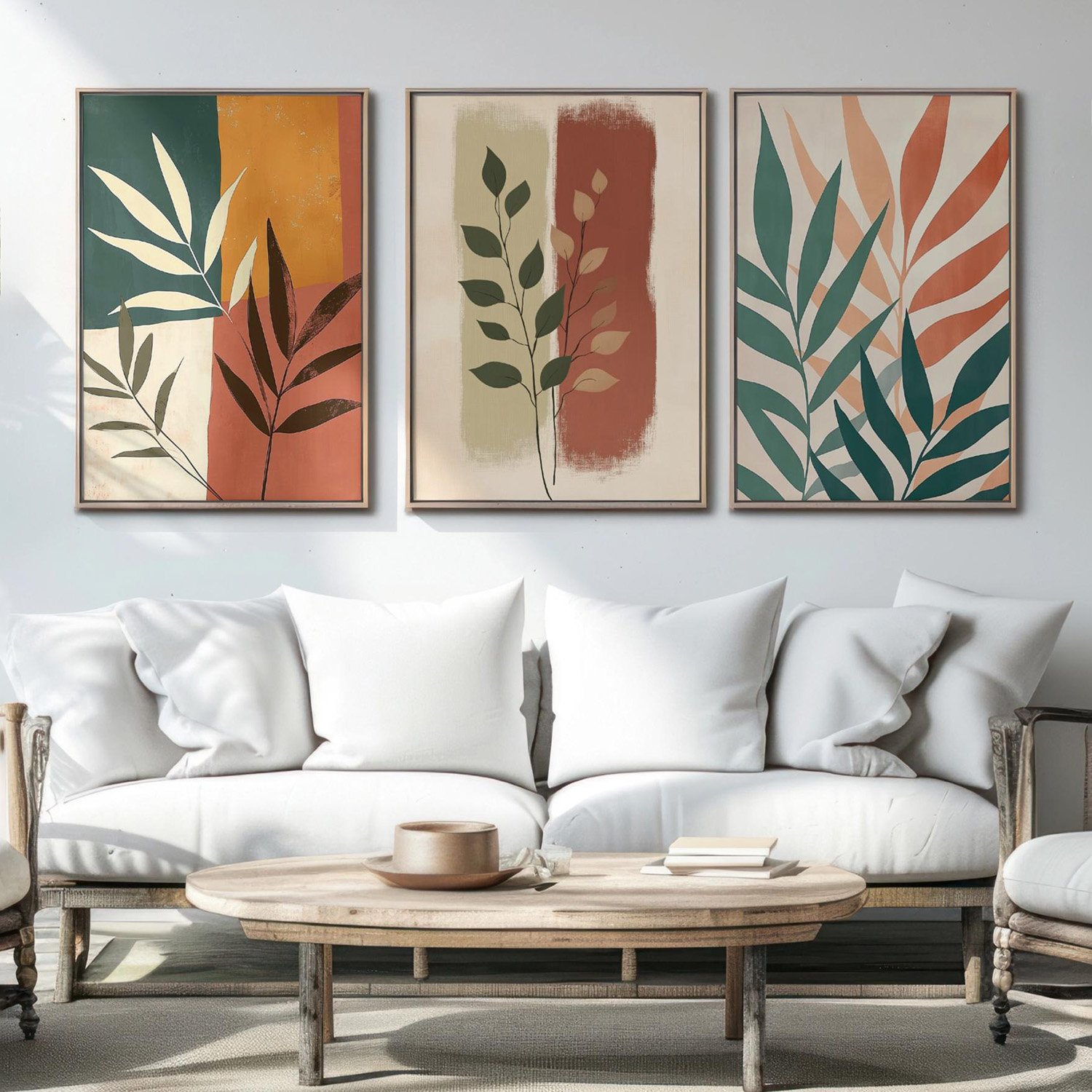 Boho Botanical Abstract Leaf Wall Decor Set