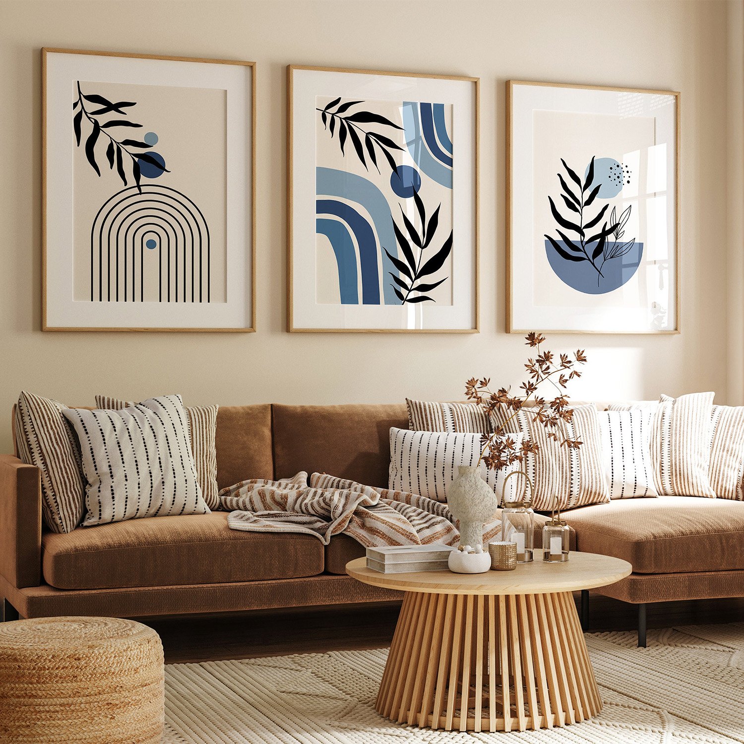 Boho Blue Geometric Wall Decor, Digital