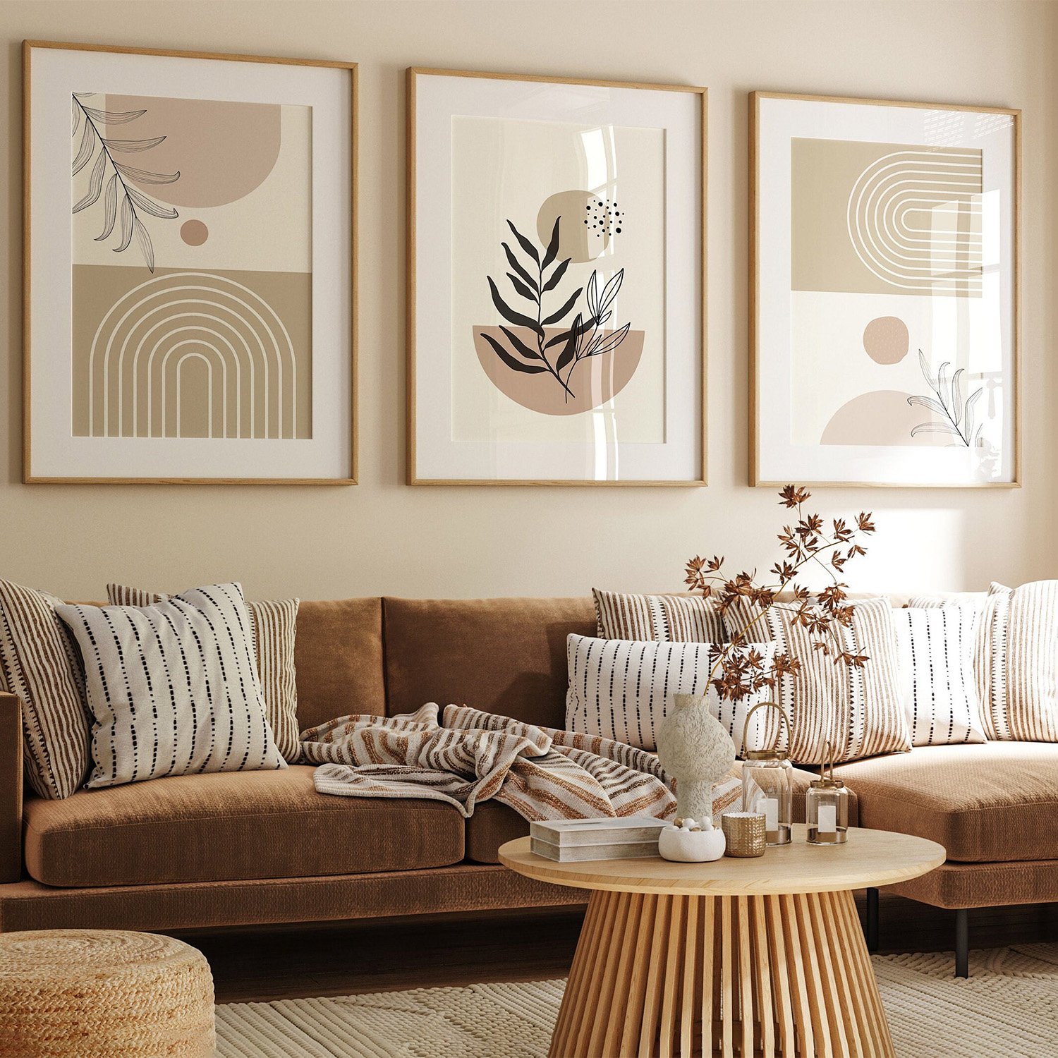 Boho Abstract Mid Century Modern Wall Art Set