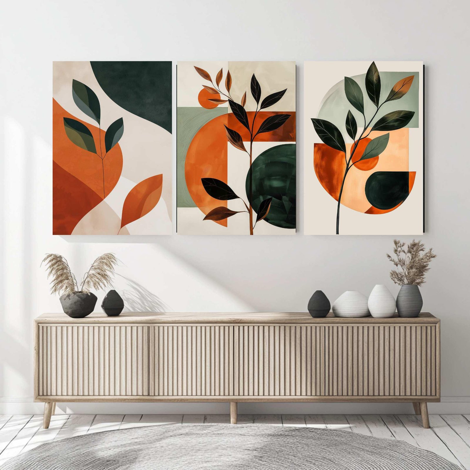 BohoAbstract Botanical Wall Decor Set