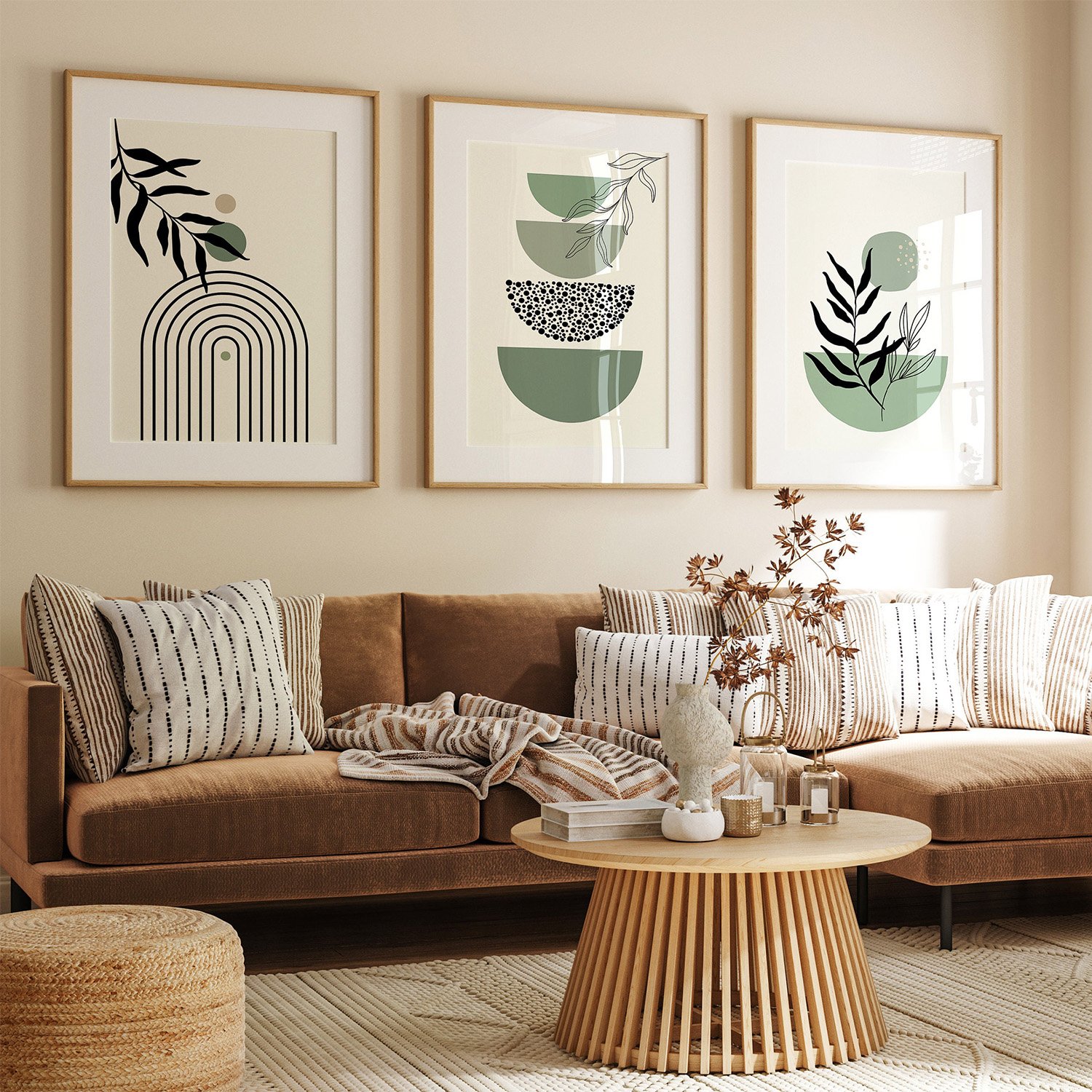 Boho Sage Green Wall Print For Home Decor