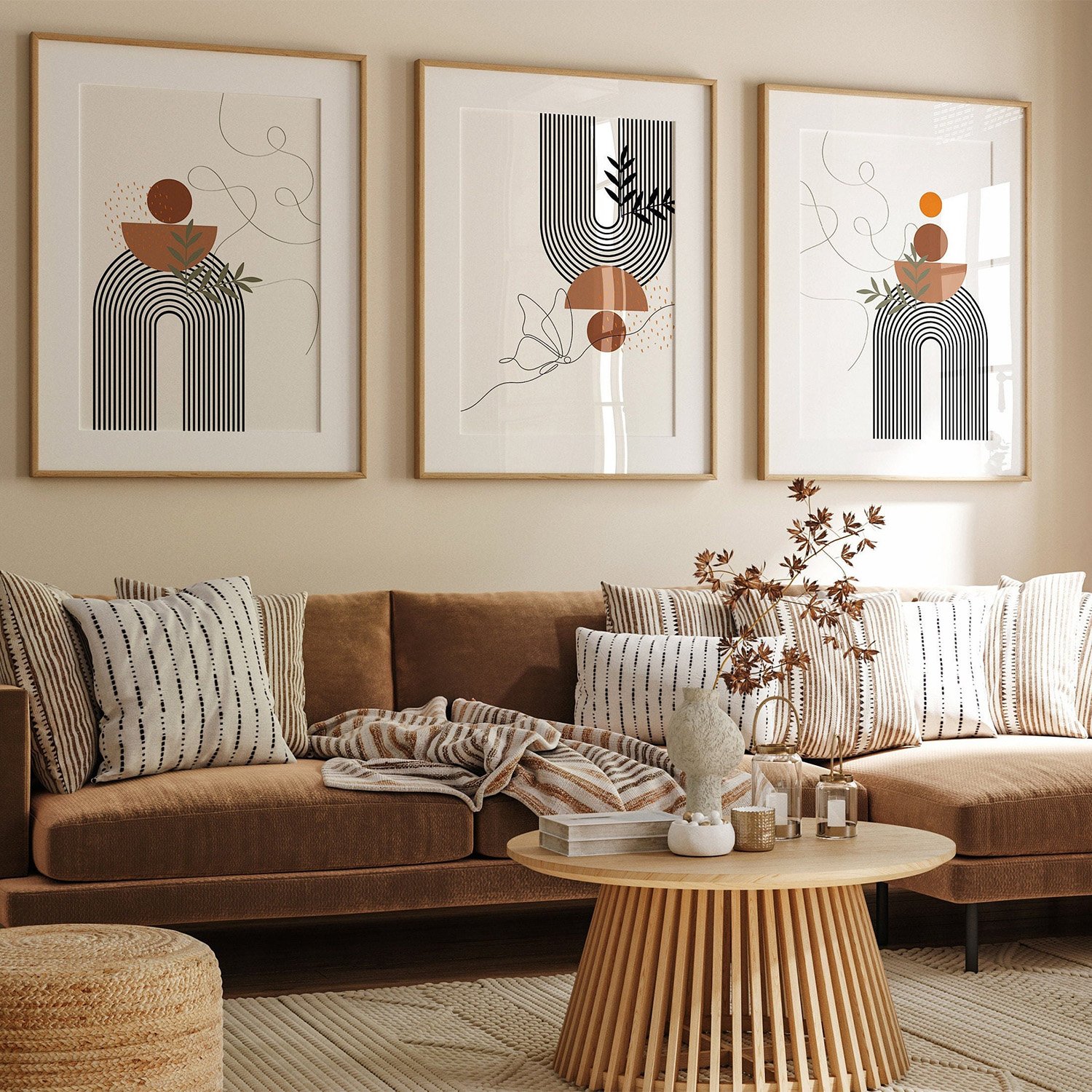 Boho Geometric Digital Wall Art Set