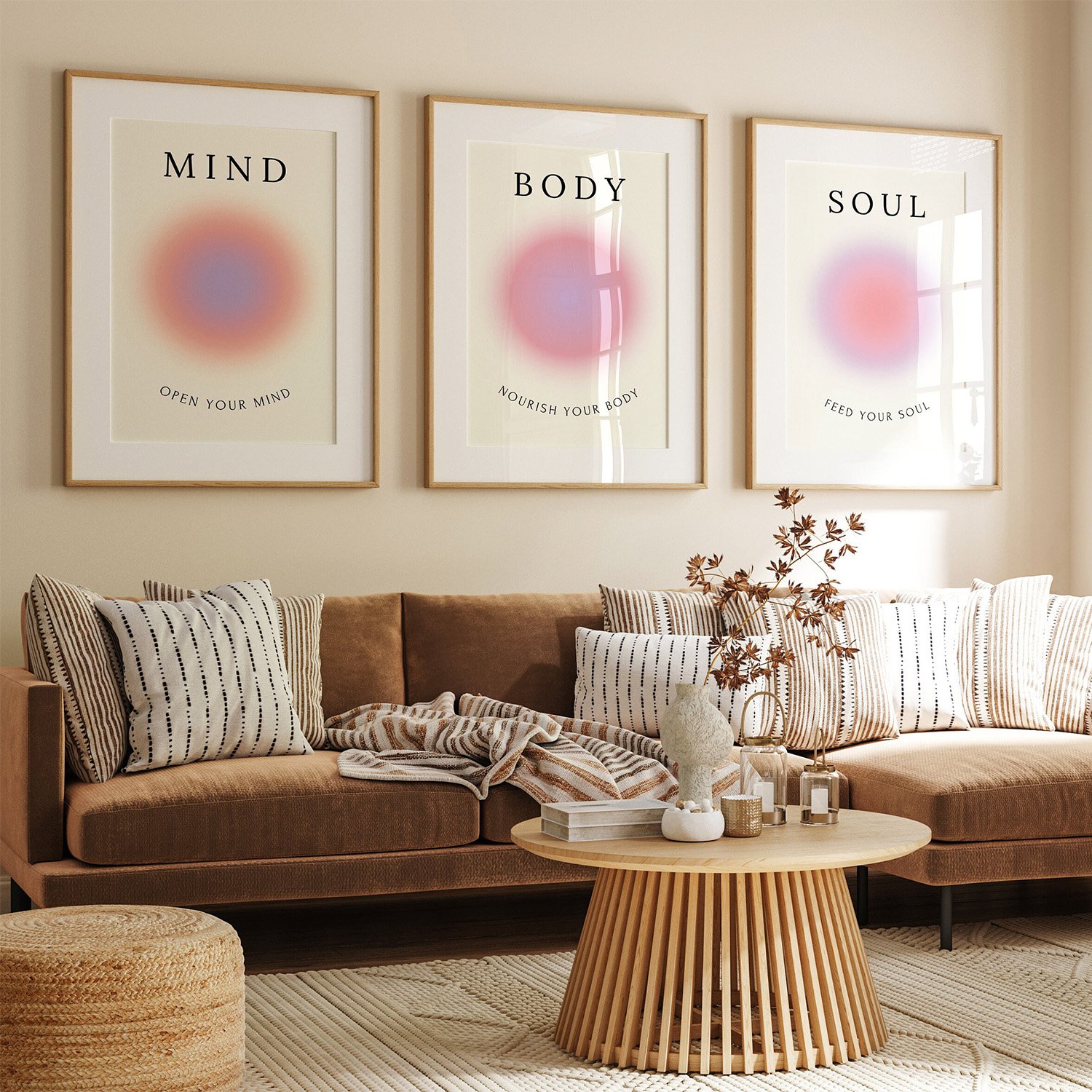 Boho Gen-Z Style Positive Aura Wall Art Set