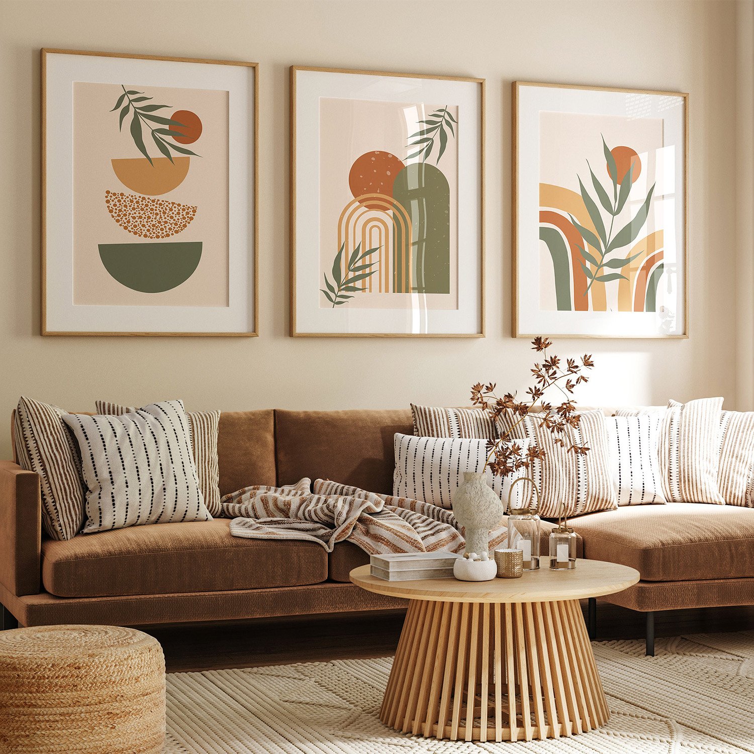 Boho Abstract Mid Century Wall Art Set